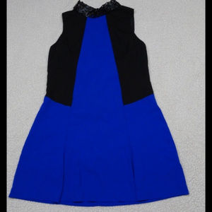 🦋 Royal blue & Black with Faux Leather Lace Neckline
